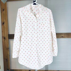 J.crew FCTRY Wht Red Polka Dot Tunic Pullover Shirt S
